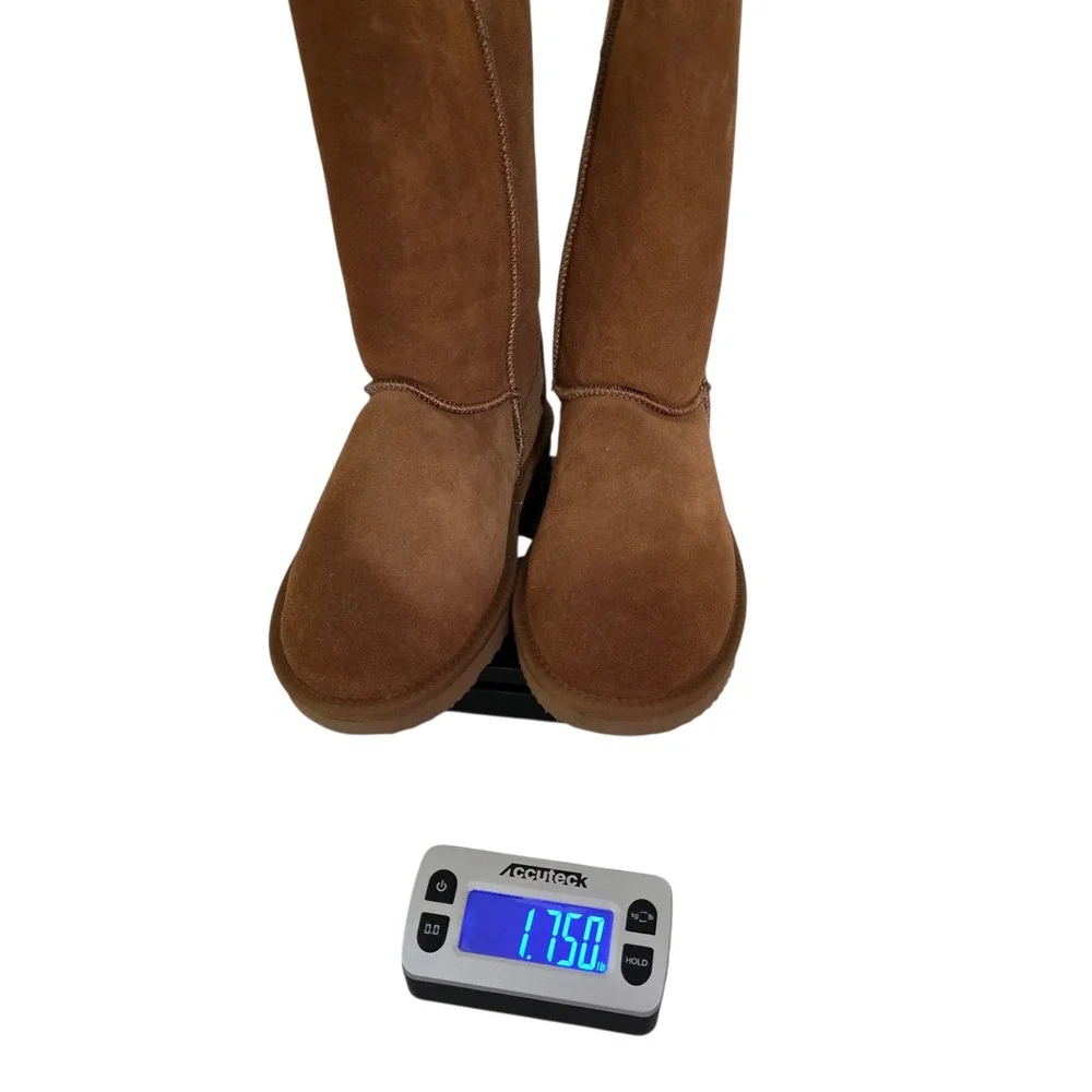 AUSLAND Women's Classic Winter Snow Boots Brown‎ Suede Fur Lined Tall 9.5
